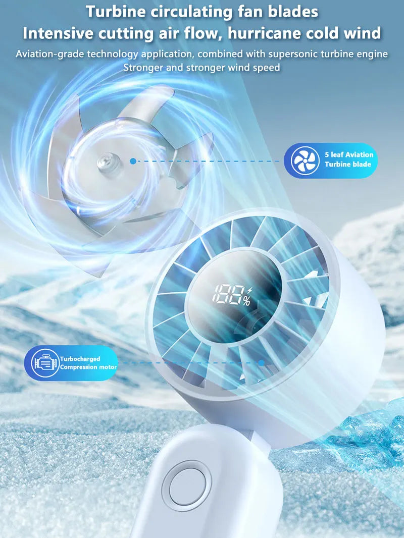 Mini ventilateur portable Xiaomi 120 vitesses, ventilateurs de bureau sans pales rechargeables, refroidissement instantané avec mode glace pour hommes et femmes, nouveau