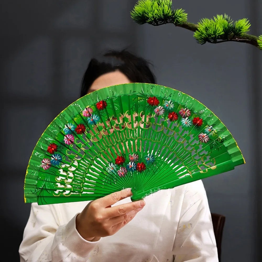 Creative Classic Hand-painted Fan Hand Crafted Colorful Folding Fan Antique Decorative Spanish Wood Fan Party Wedding Supplies