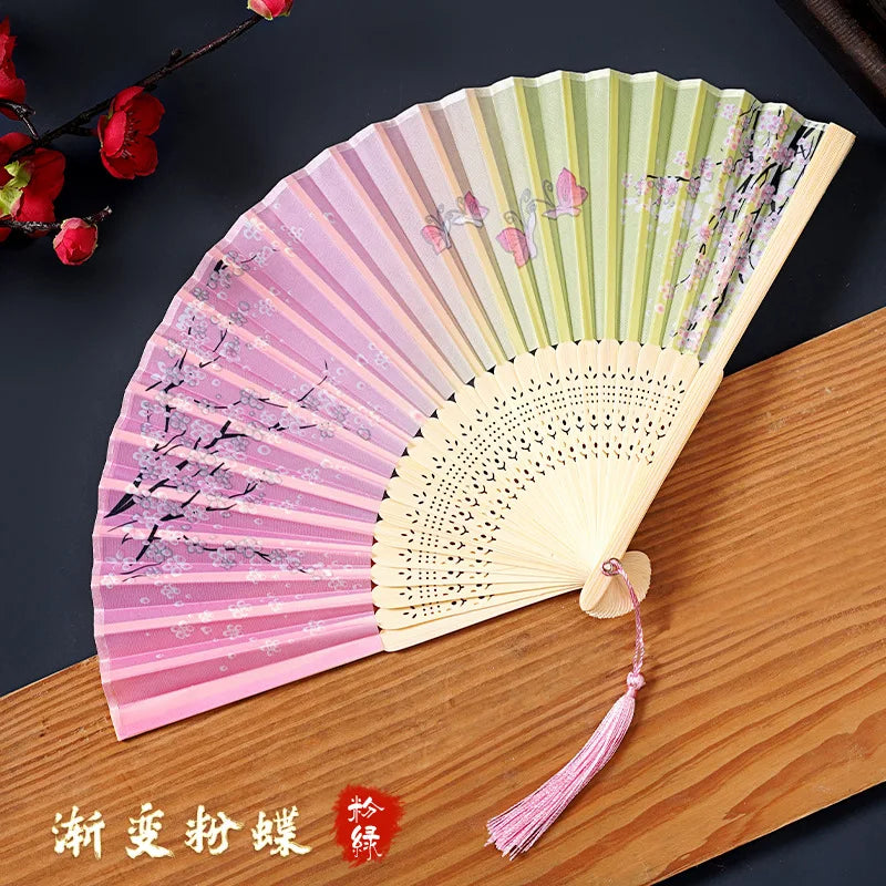 Fan Folding Fan Ancient Style Chinese Style Women's Hanfu Cheongsam Dance Children's Summer Portable Folding Small Fan