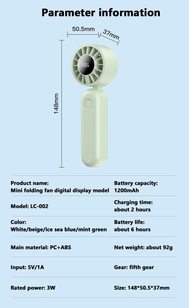 Mini ventilateur portable Xiaomi 120 vitesses, ventilateurs de bureau sans pales rechargeables, refroidissement instantané avec mode glace pour hommes et femmes, nouveau