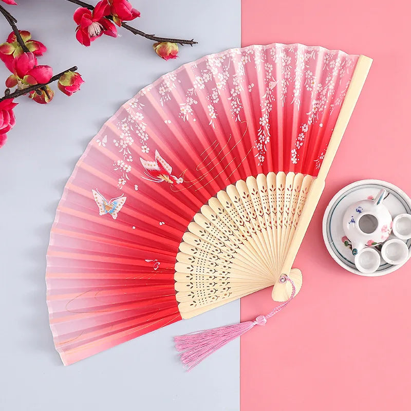 Fan Folding Fan Ancient Style Chinese Style Women's Hanfu Cheongsam Dance Children's Summer Portable Folding Small Fan