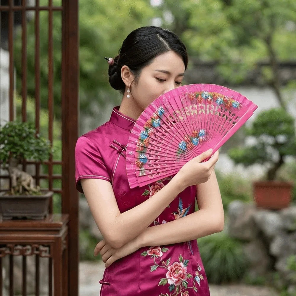 Creative Classic Hand-painted Fan Hand Crafted Colorful Folding Fan Antique Decorative Spanish Wood Fan Party Wedding Supplies