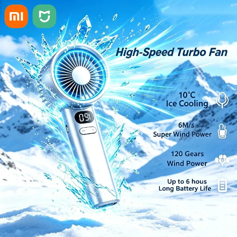 Ventilateur portable Xiaomi Ultra, contrôle de la vitesse du vent sur 100 niveaux, mini ventilateur turbo alimenté par USB, durable à grande vitesse pour une utilisation en extérieur