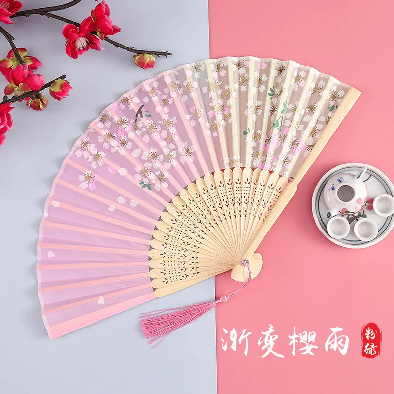 Fan Folding Fan Ancient Style Chinese Style Women's Hanfu Cheongsam Dance Children's Summer Portable Folding Small Fan