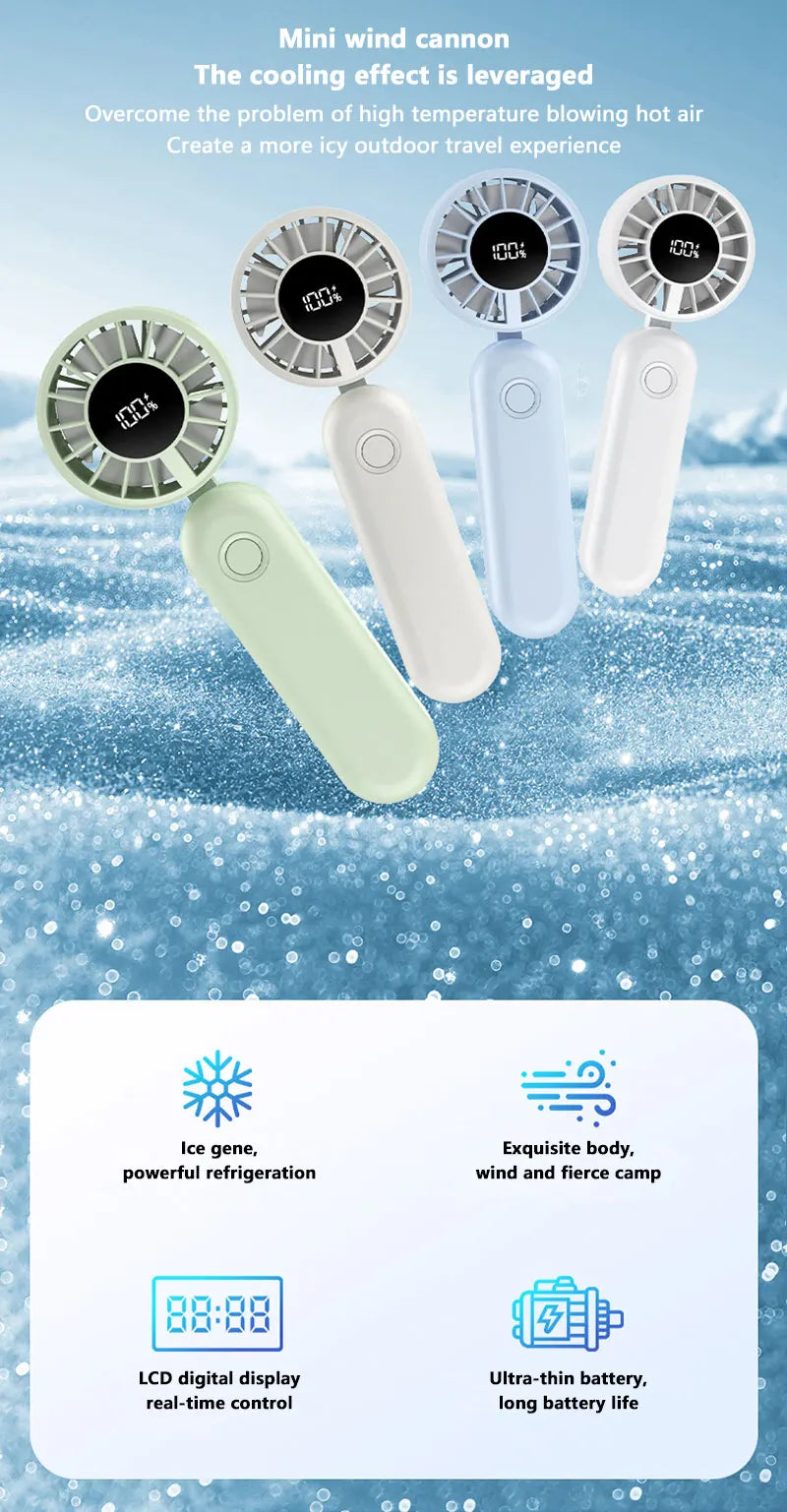 Mini ventilateur portable Xiaomi 120 vitesses, ventilateurs de bureau sans pales rechargeables, refroidissement instantané avec mode glace pour hommes et femmes, nouveau